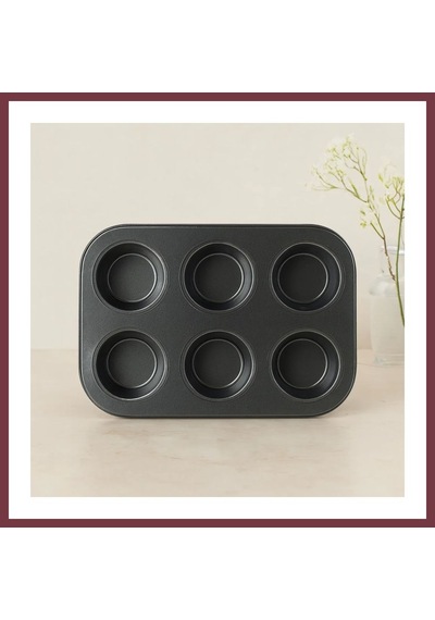 Storeşahin 6 Gözlü Siyah Metal Muffin Kalıbı Shn0720