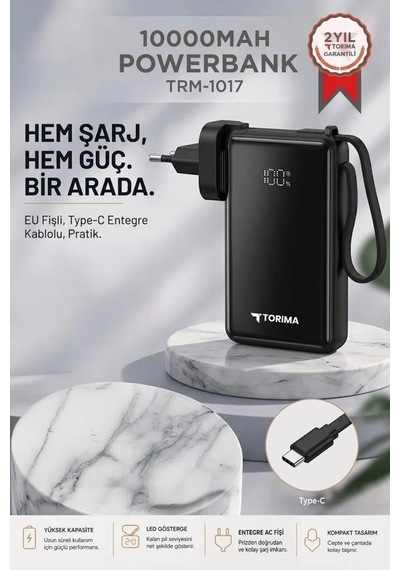 Taşınabilir Batarya Trm-1017 Siyah 22,5w Dijital Göstergeli Günlük Enerji Aktif Yaşam Çok Renkli