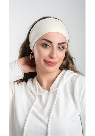 Hürrem Bone Krem Bandana Saç Bandı Viskon Düz 3012 40 Krem