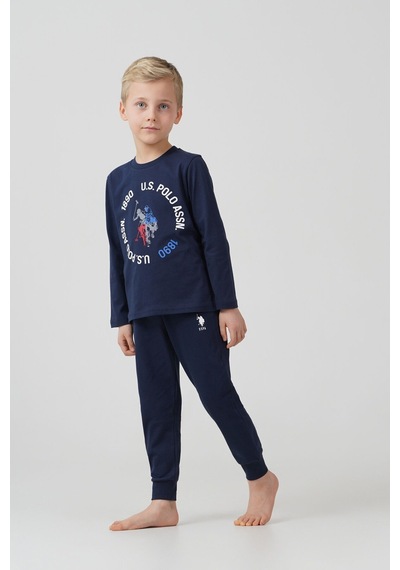 U.S. Polo Assn. Erkek Çocuk Pijama Takımı Baskılı Lacivert Uzun Kol Pijama Takımı Us2638-c-v1 Us2638-c-v1