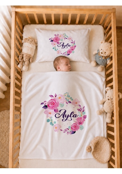 Pia Baby Kız Bebek %100 Pamuk İsme Özel Hastane Çıkışı Tulum Seti Yastık Kılıfı Battaniyeli 2020tybyx Ekru