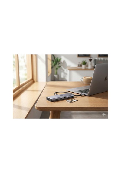 9 U 1 Arada Usb-c Hub 4k 60hz Hdmı Vga 3x Usb 3.0 Rj45 Sd Tf Kart Okuyucu 100w Pd