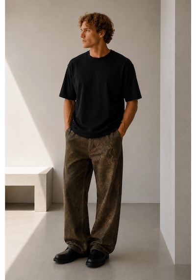 Alexandergardi Oversize Bisiklet Yaka T-shirt Siyah