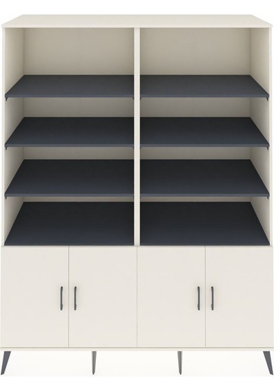 Kronos Gardrop 10 Raflı 4 Kapaklı 176x59x221 Aytaşı-aytaşı/antrasit Beyaz
