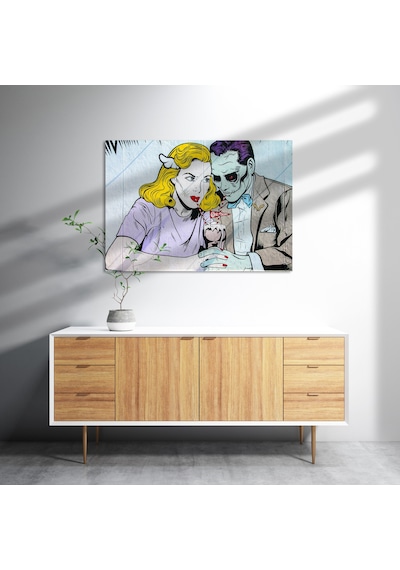 Cakasepetim Joker Ve Harley Quinn Vintage Ahşap Mdf Tablo