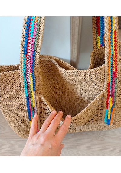 Kemzey Handmade Xxl Bohem Hasır Çanta , El Yapımı Büyük Çantalar Çok Renkli