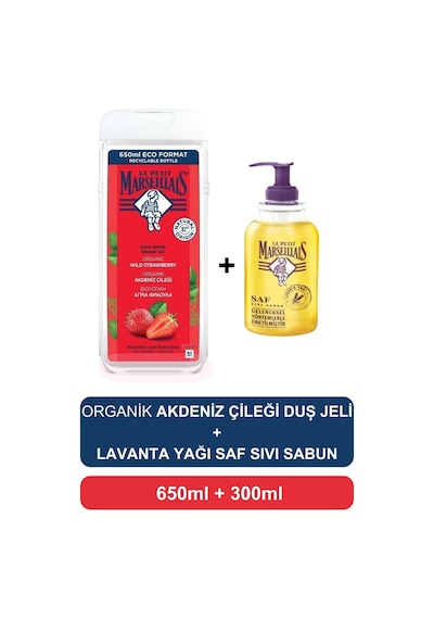 Le Petit Marseillais Akdeniz Çileği Duş Jeli 650 ML + Le Petit Marseillais Lavanta Sıvı Sabun 300 ML