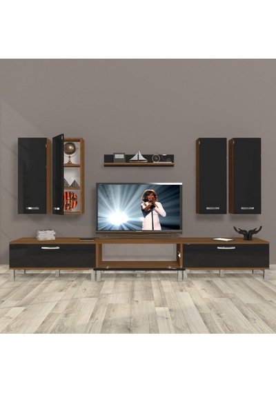 Decoraktiv Eko 8d Slm Krom Ayaklı Tv Ünitesi Tv Sehpası - Ceviz Siyah Ceviz - Siyah Decoraktiv Eko 8d Slm Krom Ayaklı Tv Ünitesi Tv Sehpası - Ceviz Siyah Ceviz - Siyah