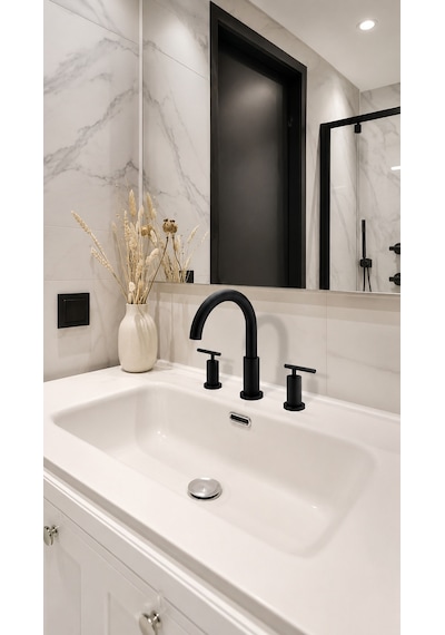 Newarc Newart 3 Delikli Lavabo Bataryası-siyah