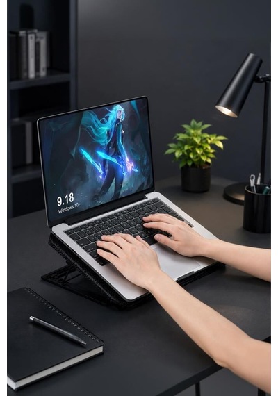 Delux Serisi Masaüstü Aksesuar Bilgisayar Fanı Teknoloji Ürünü Laptop Soğutucu Cf13 Siyah