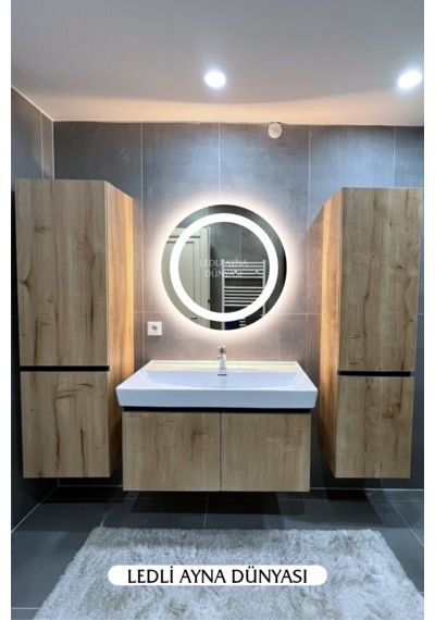 Ledliaynadünyası 60 Cm Beyaz Ledli Banyo Antre Makyaj Aynası Beyaz - Gümüş