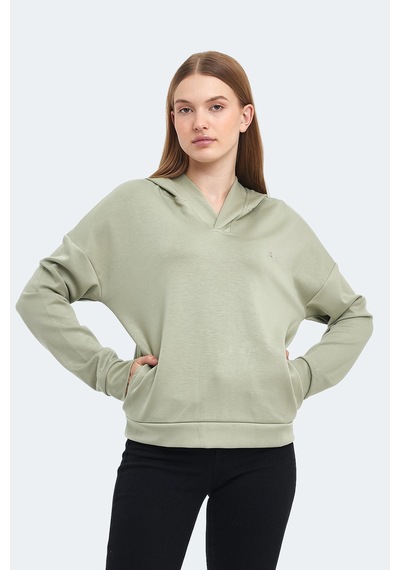 Slazenger Kenzıe I Kadın Kapüşonlu Açık Yeşil Sweatshirt Açık Yeşil