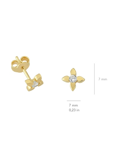 14 Ayar Altın Tek Taş Çiçek Küpe 1,06 Gr-5090