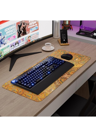 Ortaçağ Sanat Oyuncu Gaming Mouse Pad Kauçuk Kaymaz Taban Mousepad V4, 70x30 Xl