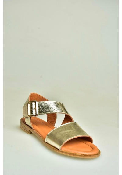 Fox Shoes U944150303 Altın Kalın Bantlı Hakiki Deri Kadın Sandalet Altın-hakiki Deri