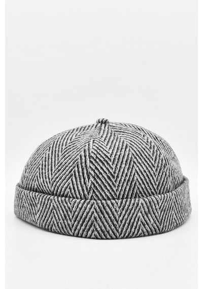 Külah Siyah Beyaz Yünlü Hipster Bere Kışlık Docker Cap - Standart Siyah - Beyaz