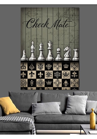 Ahşap Tablo Satranç Mat Yazılı Poster
