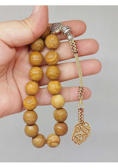 Yasamtohumu Jasper Taşı Faset Kesim 17'li Efe Tesbih 13mm 25875-efe