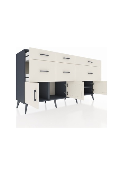 Kronos Konsol Tek Raflı 6 Çekmeceli 4 Kapaklı 176x59x99 Antrasit- Antrasit-aytaşı Kronos Konsol Tek Raflı 6 Çekmeceli 4 Kapaklı 176x59x99 Antrasit- Antrasit-aytaşı