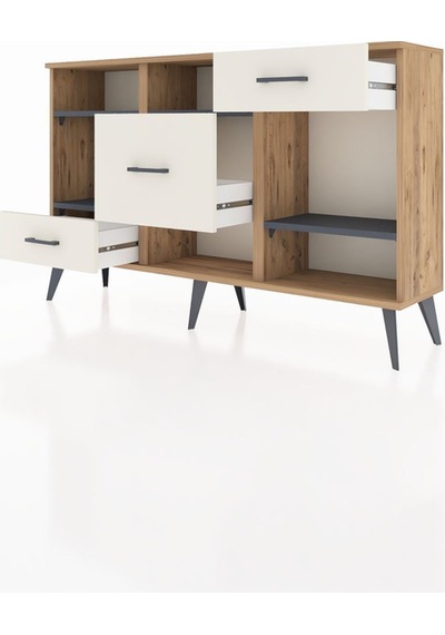 Arges Konsol 4 Raflı 3 Çekmeceli 132x30x83 Çam-antrasit/aytaşı Antrasit/aytaşı Arges Konsol 4 Raflı 3 Çekmeceli 132x30x83 Çam-antrasit/aytaşı Antrasit/aytaşı
