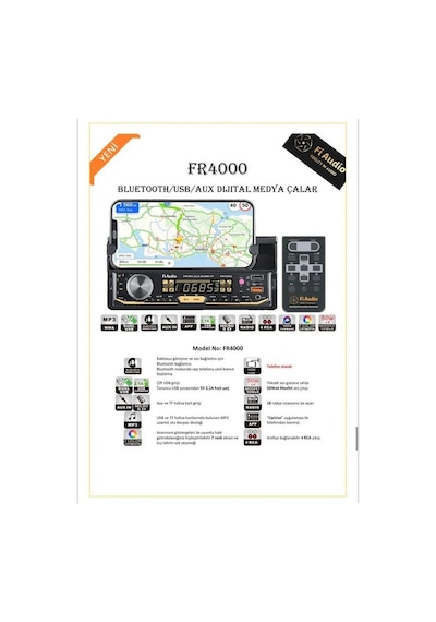Fi Audio Fr4000 Telefon Standlı Bluetooth/usb/aux/sd/2 Anfi Çıkışlı Dijital Medya Çalar Oto Teyp