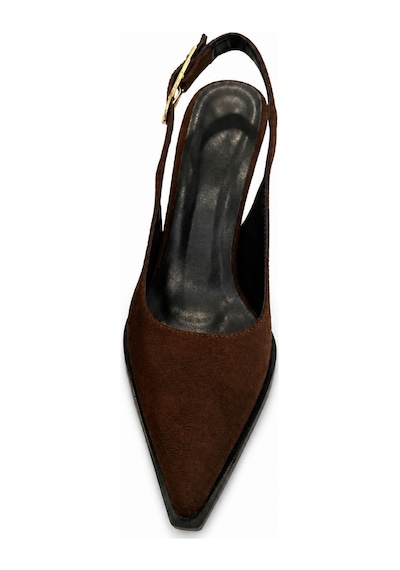 Papucumun Dünyası Siyah Slingback Sivri Burun Topukta Gold Metal Detaylı Ayarlanabilir Arka Tokalı Stiletto Kahverengi Papucumun Dünyası Siyah Slingback Sivri Burun Topukta Gold Metal Detaylı Ayarlanabilir Arka Tokalı Stiletto Kahverengi