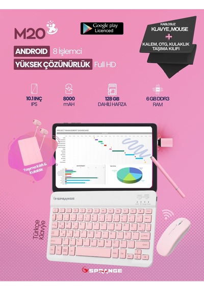 Mpia M20 6 GB 128 GB IPS 10.1" Tablet + Klavye + Mouse + OTG + Kalem + Kulaklık + Taşıma Kılıfı