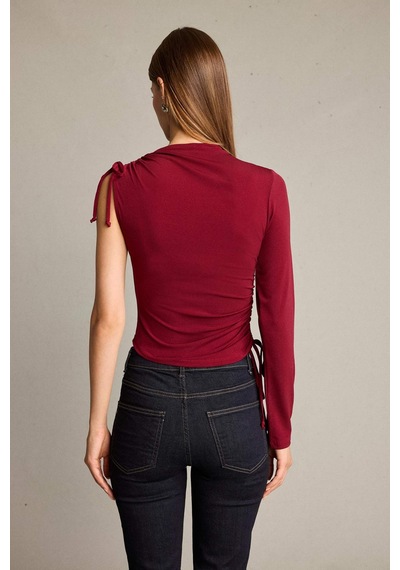 Defacto Tek Omuzlu Büzgülü Bluz G5051ax25wnbr229 Bordo