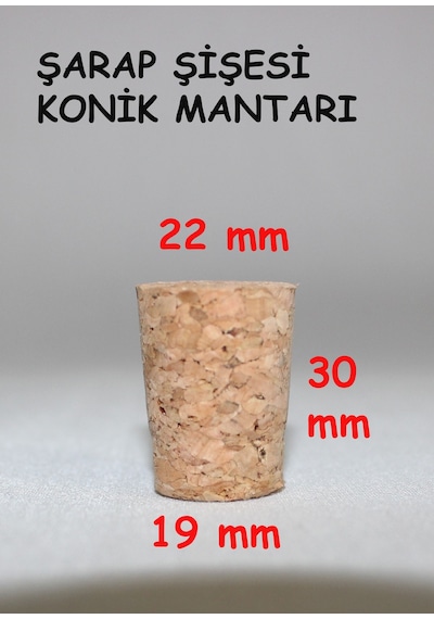 Şarap Şişesi Için Konik Mantar Tıpası 30 22 19 Mm 10 Adet