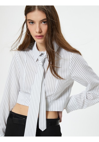 Koton Crop Gömlek Uzun Kollu Kravat Detaylı Klasik Yaka Pamuk Karışımlı Siyah Çizgili 4sal60059ıw 4SAL60059IW9S9 Siyah Koton Crop Gömlek Uzun Kollu Kravat Detaylı Klasik Yaka Pamuk Karışımlı Siyah Çizgili 4sal60059ıw 4SAL60059IW9S9 Siyah