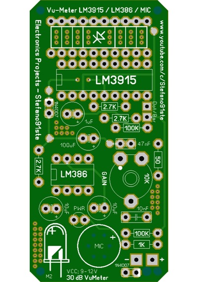 Led Vu-Metre Mikrofonlu Vu-Meter Devresi Lm3915 - Lm386