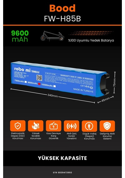 Bood FW-H85B / 36v 9600mAh Elektrikli Scooter Bataryası