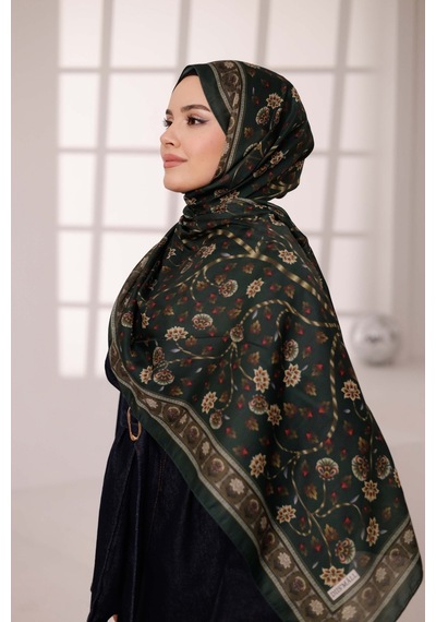 Mimiyum Alya Desen Soft Şal Çimen Kahve Çok Renkli