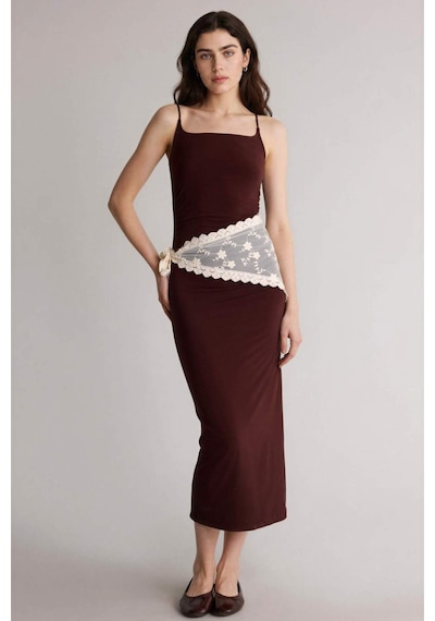 Defacto Bodycon Vücudu Saran Askılı Maxi Elbise H6454ax26smbn207 Kahve-bn207