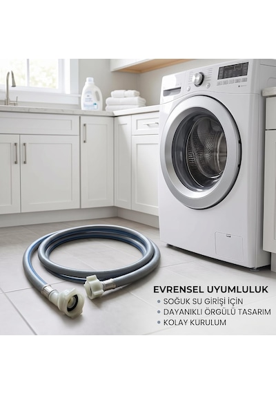 Çamaşır Ve Bulaşık Makinası Temiz Su Hortumu, Gri Pvc 2 Mt