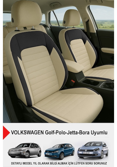 Mocha Taytüyü Oto Koltuk Kılıfı Volkswagen Bora-golf-jetta-polo Uyumlu Bej
