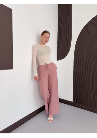 Verymoda Keten Pantolon D2381 Pudra