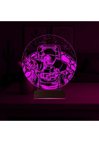 Luvivia Astronot Gezegen 3d Lamba - Masa Gece Lambası V2 Şeffaf