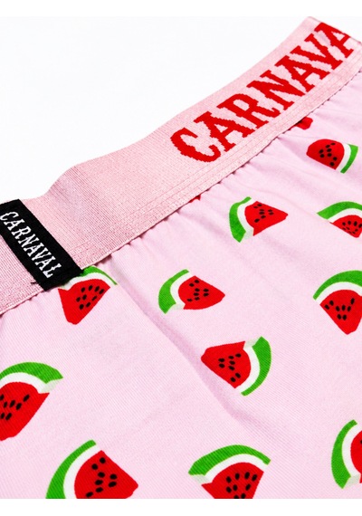 Carnaval Socks Karpuz Desenli Erkek Boxer Pamuklu Likralı Parlak Lastikli Kutulu Açık Pembe Çoklu