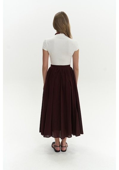 Mai Collection Mai Studios Co. Amaya Bilek Hizasında Pileli Bordo Etek Bordo
