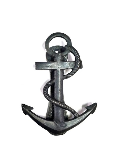 Cntma Antika Tarz Dekoratif Pirinç Halatlı, Çapa, Denizci, Gemici Kapı Tokmağı, Taktak - 170x60mm 100 Adet
