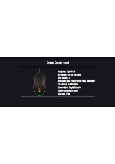 North Combat Kablolu RGB Optik Oyuncu Mouse