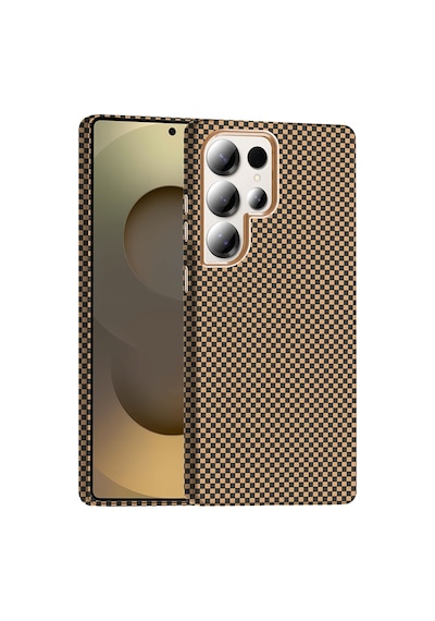 Zore Galaxy S25 Ultra Kılıf M-safe Şarj Özellikli Karbon Fiber Görünümlü Nvth Gros Kapak - Desert Titanyu Desert Titanyum
