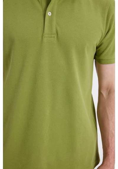 Tudors Erkek Slim Fit Dar Kesim %100 Pamuk Yeşil Polo Yaka Tişört-46201 Yeşil
