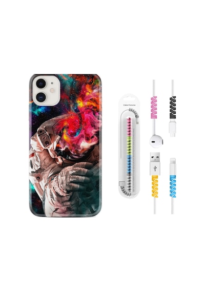 Apple Uyumlu iPhone 13 Kılıf Kablo Koruyuculu Fire Astronout 1847