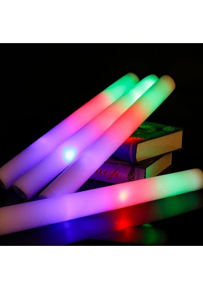 Led Köpük Işık Çubuğu 10 Adet 40 Cm Rgb Işıklı Eğlence Çubuğu Seti 3+ Yaş