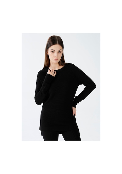 Fashion Friends Bisiklet Yaka Düz Siyah Kadın Kazak 22k0252k1