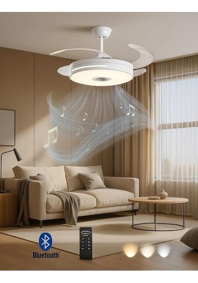 Mutlusan Aydınlatmalı Tavan Vantilatörü Bluetoothlu + Kumandalı