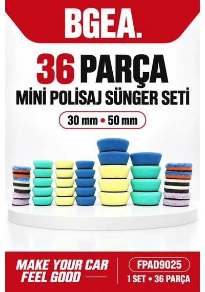 Bgea 36 Parça Mini Polisaj Sünger Ve Yün Ped Seti 30 Mm 50 Mm