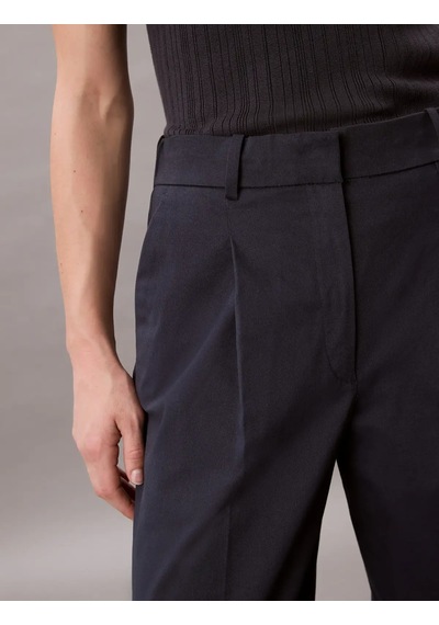 Calvin Klein Cotton Chıno Pleated, Cge Siyah Kadın Pantolon